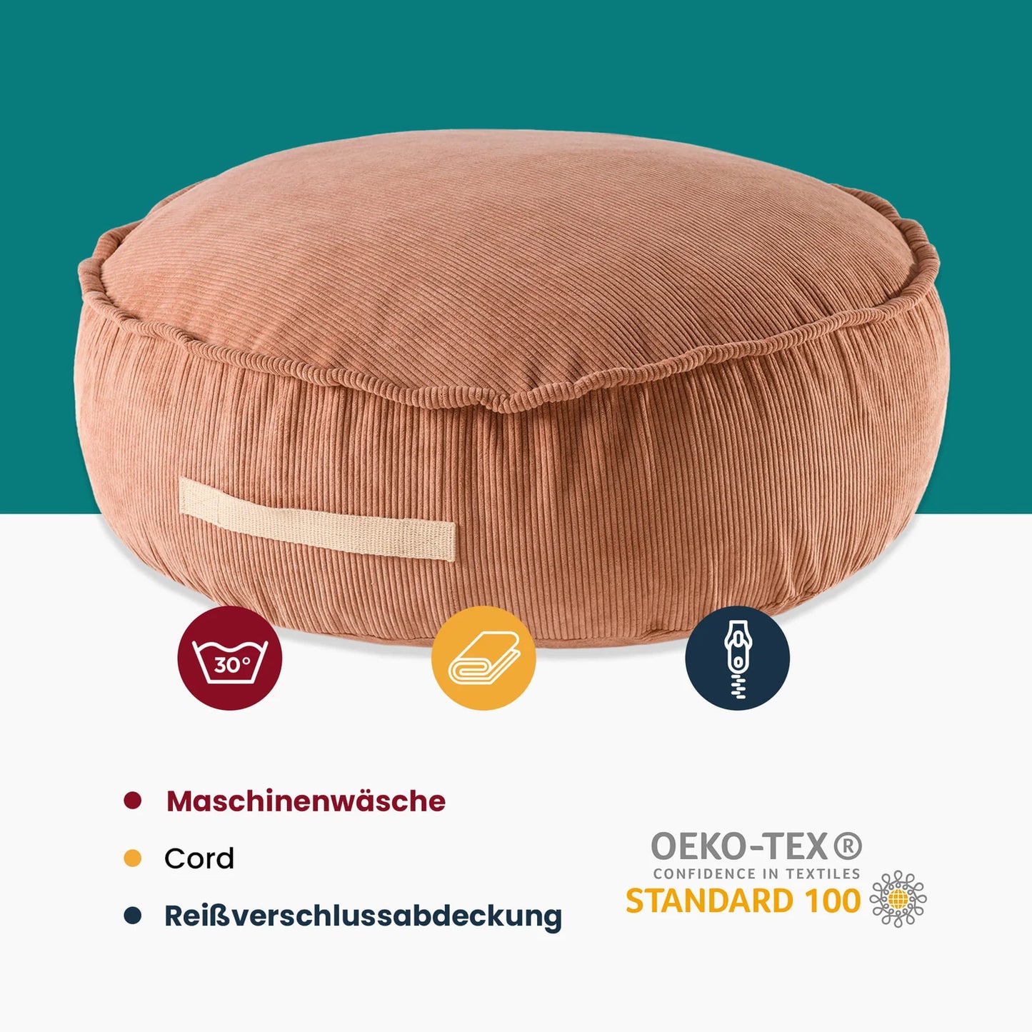 MeowBaby - Designer Cord Pouf für Kinder in Grau