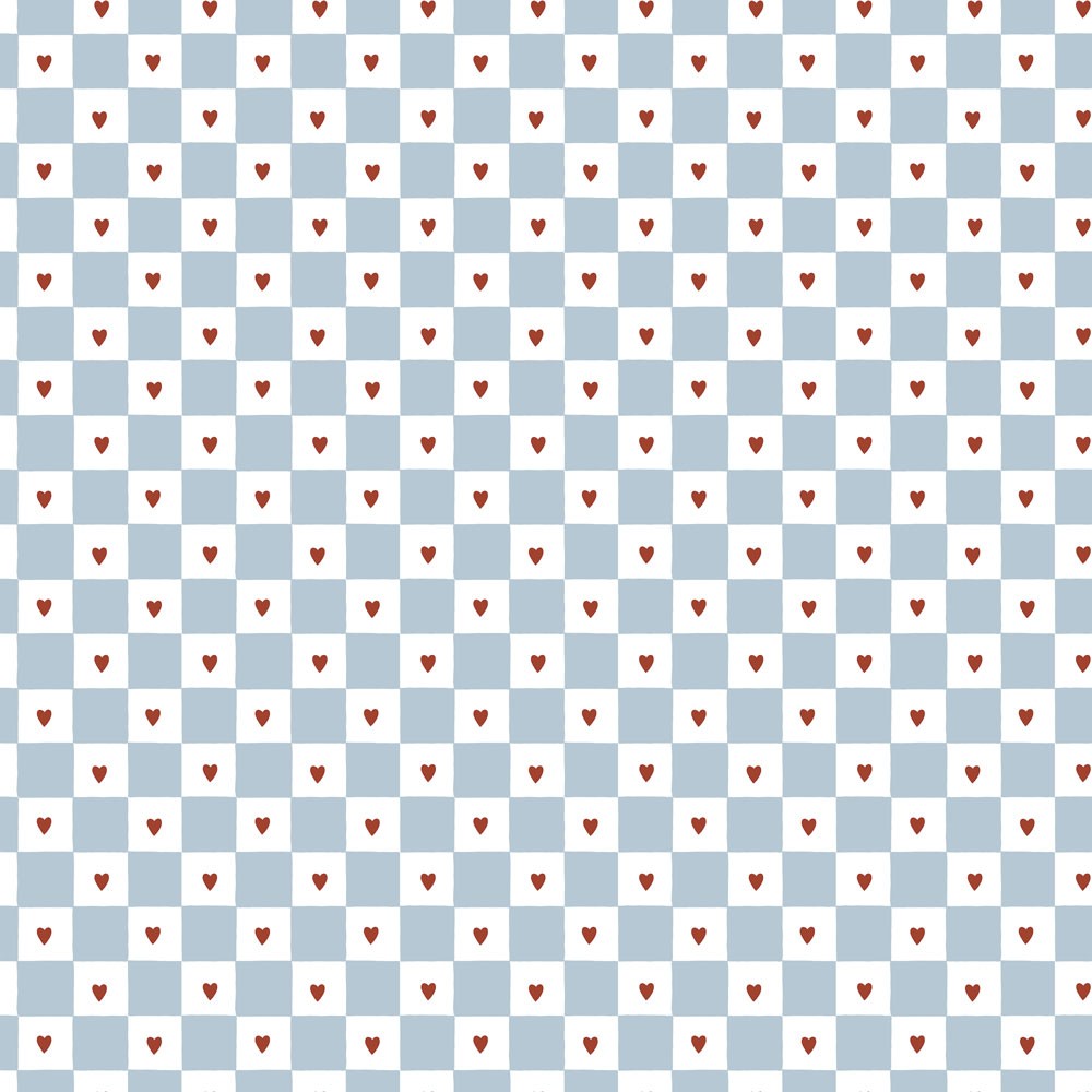 French Hearts Check Wallpaper
