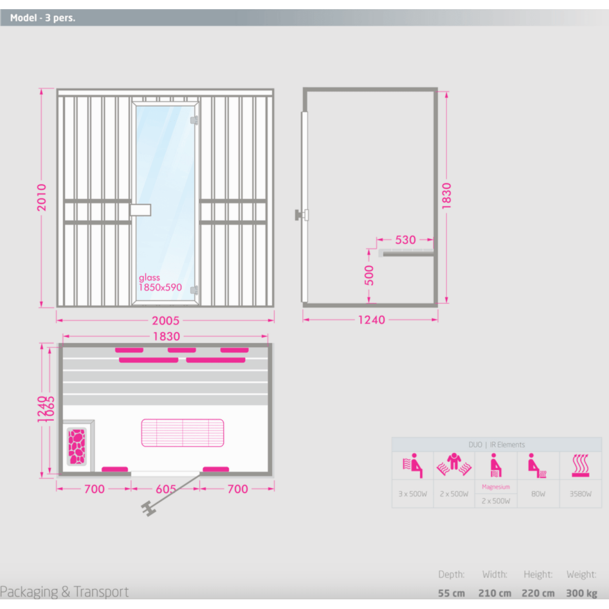   - Alpha Wellness - Infrarotsauna InfraWave Combi                              