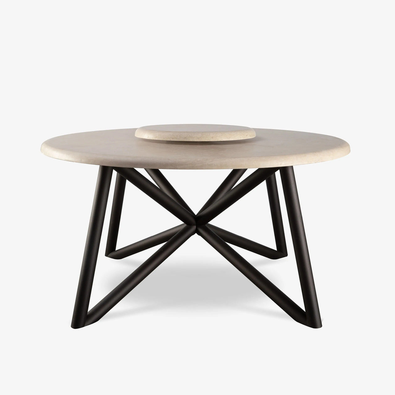 VELTHA® - Round Table HERMU Travertine Lazy Susan