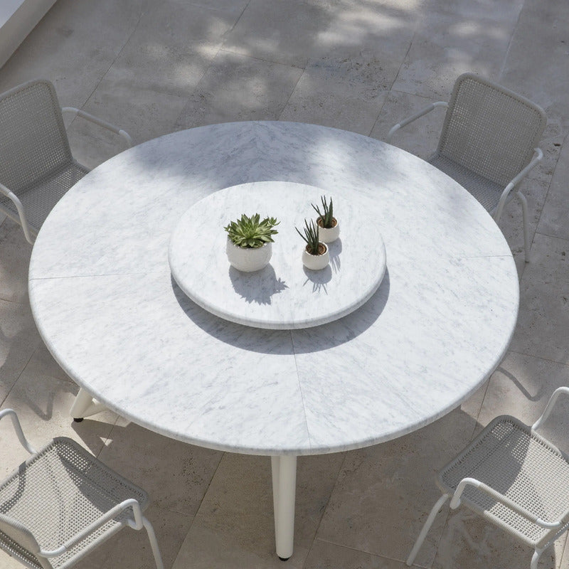 VELTHA® - Round Table HERMU Carrara Marble Lazy Susan