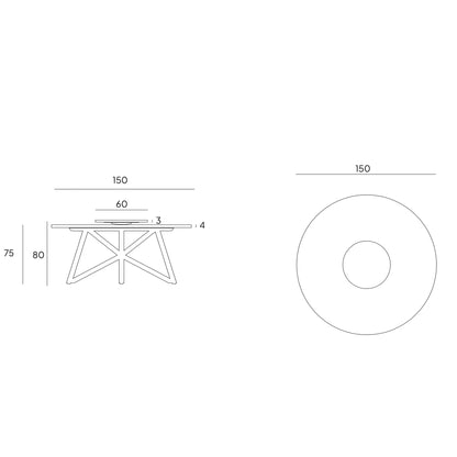 VELTHA® - Round Table HERMU Travertine Lazy Susan