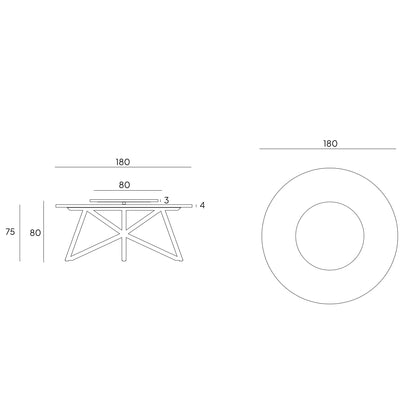 VELTHA® - Round Table HERMU Travertine Lazy Susan
