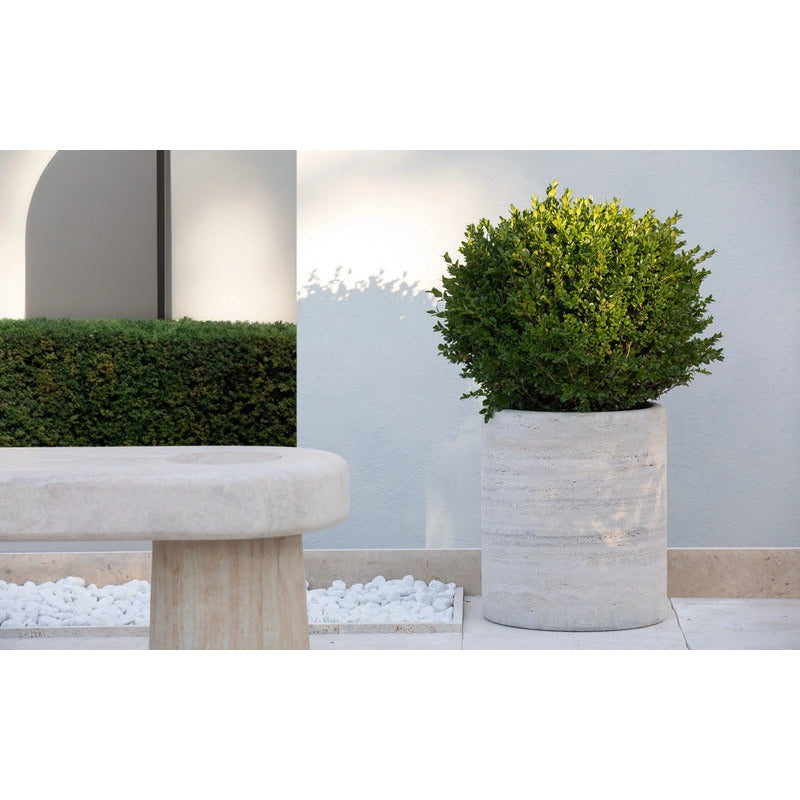 VELTHA® - LAPIS Round Garden Vase made of Travertine