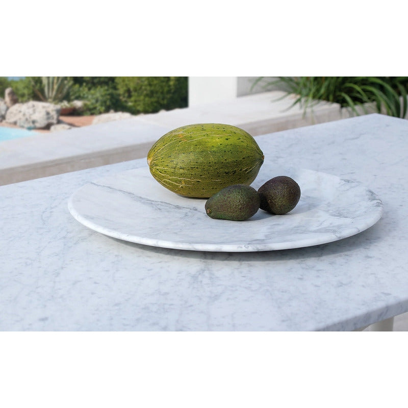 VELTHA® - LEPOS Round Serving Tray made of Carrara Marble