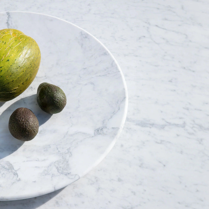 VELTHA® - LEPOS Round Serving Tray made of Carrara Marble