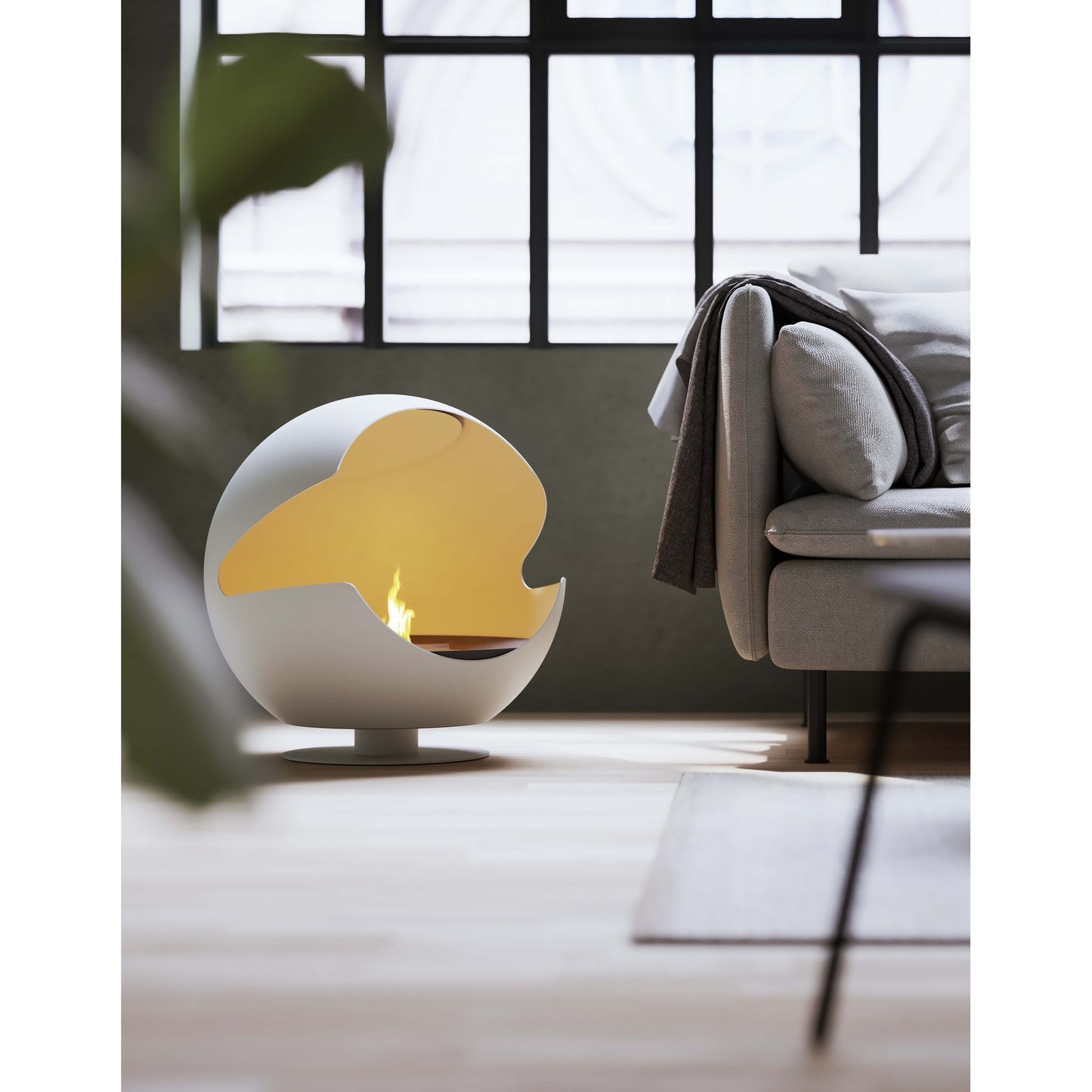 Vauni - Globe White Low Ethanol Fireplace