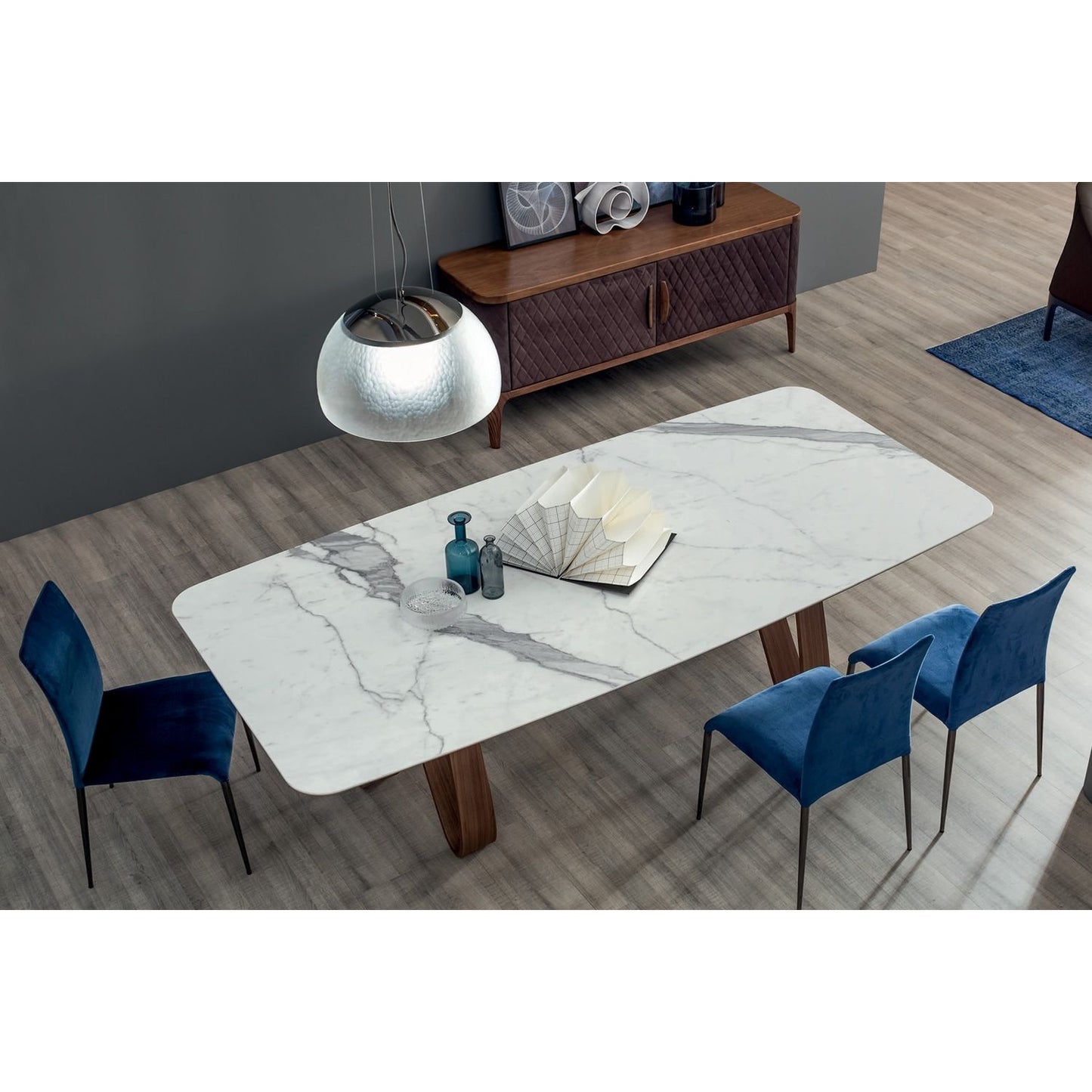 Tonin Casa - Butterfly 8070-L Dining Table Walnut / Marble