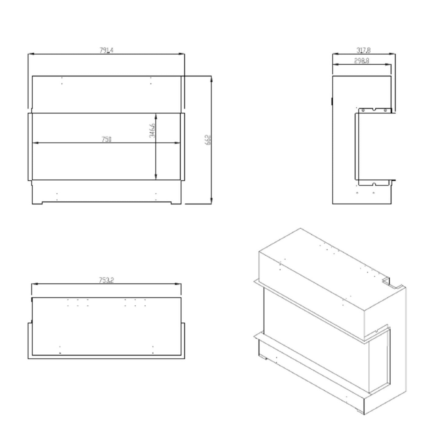 Dimplex - Vivente Plus 75 Built-in Electric Fireplace