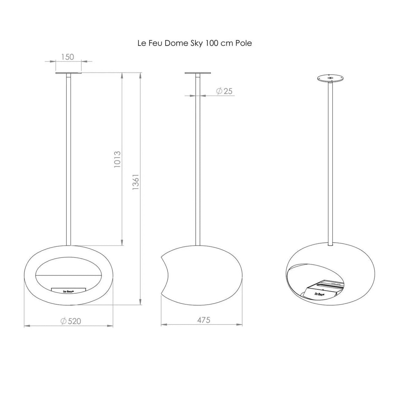 Le Feu - Sky Black Bioethanol Fireplace