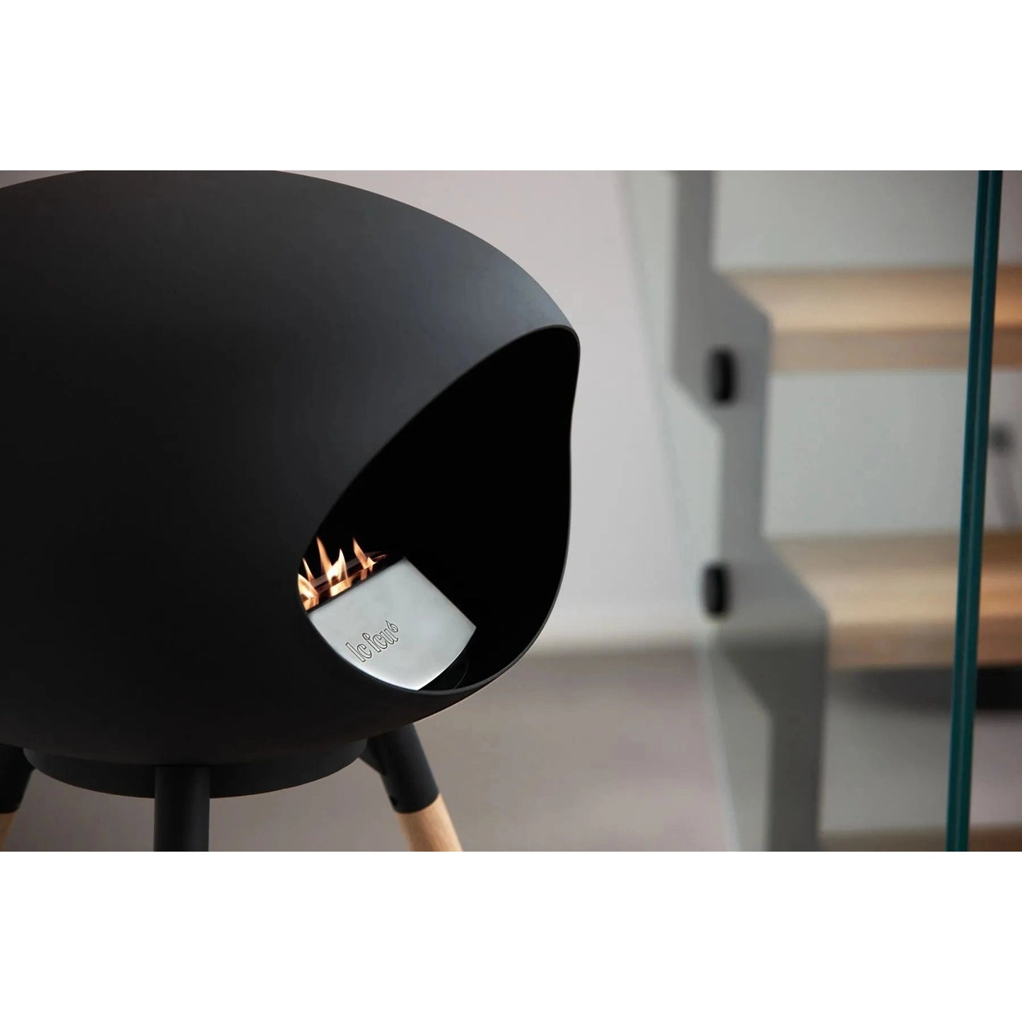 Le Feu - Black Ground Wood Low Bioethanol Fireplace