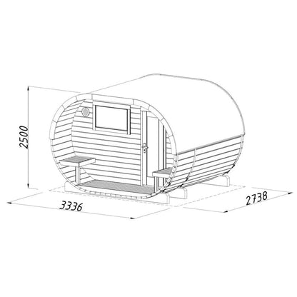 Palmako - Ovale Fass-Sauna Modell Anette 3,0 + 1,5 m²