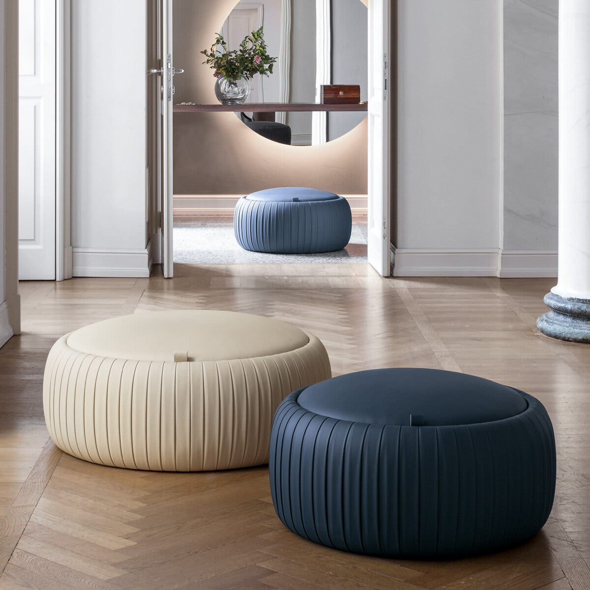 Tonin Casa - PLISSE T7335 Pouf with Storage Faux Leather