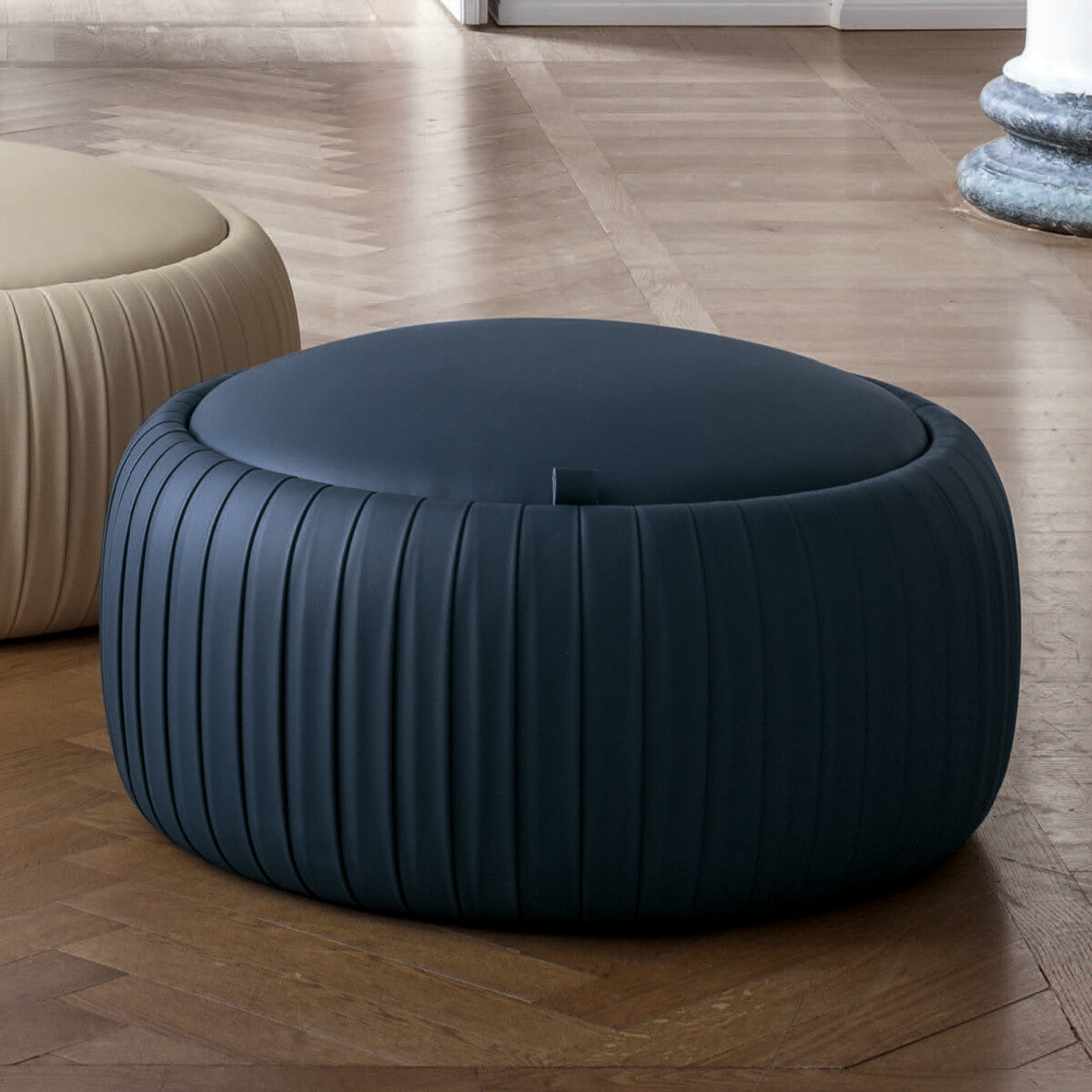 Tonin Casa - PLISSE T7335 Pouf with Storage Faux Leather