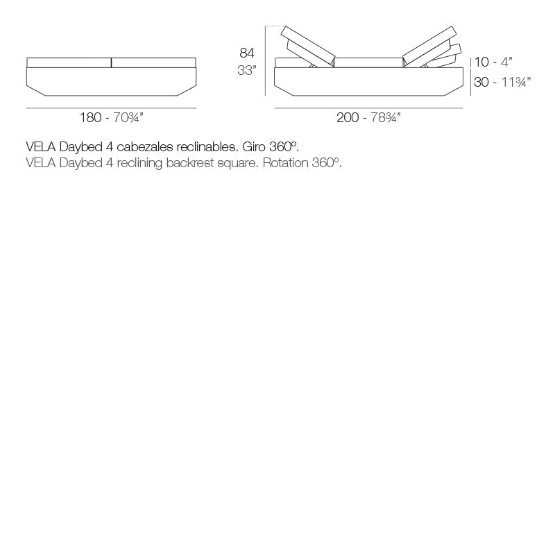 Vondom - Vela Daybed mit Faltschiebedach