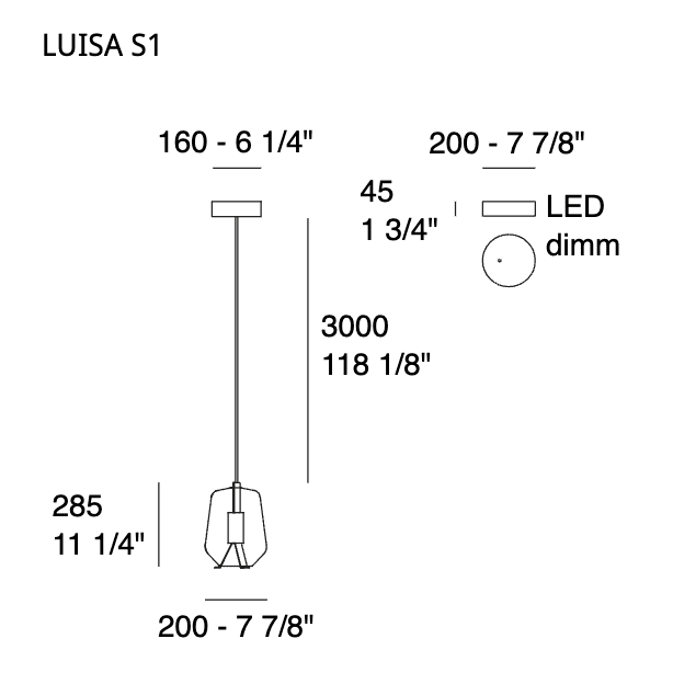 Prandina - Hängeleuchte Luisa S1 DIMM 2.700k CHROM in 4 Ausführungen