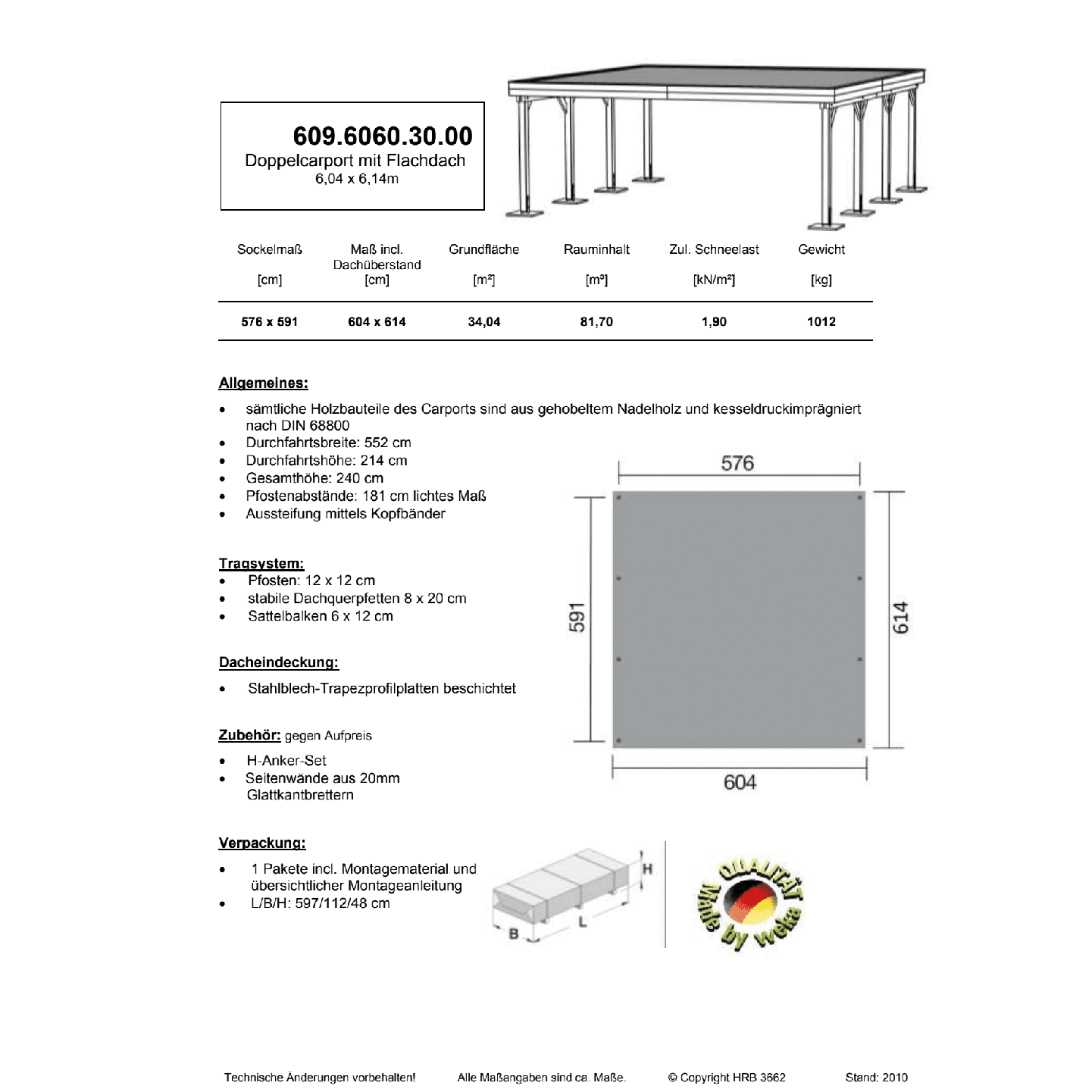 WEKA - DOPPEL-CARPORT 609